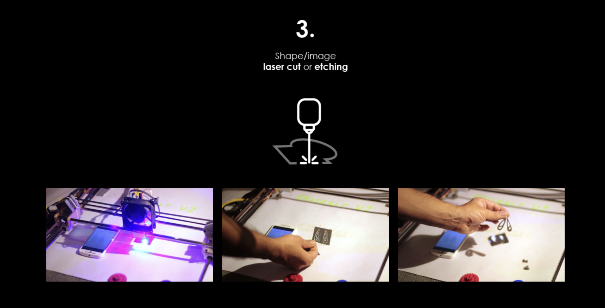 Step 3: Shape and image laser cut or etching on material